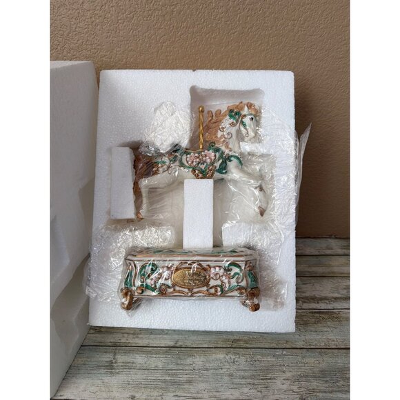 SF Music Box Co Maureen Drdak Lily of the Valley Music Box Horse Carousel w/Box - Picture 8 of 17